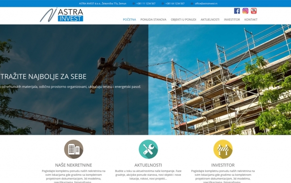 izrada sajta, cena izrade sajtaAstra invest