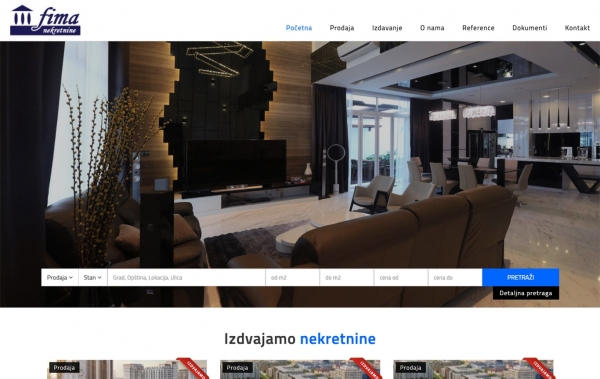 izrada sajta, cena izrade sajtaFima nekretnine